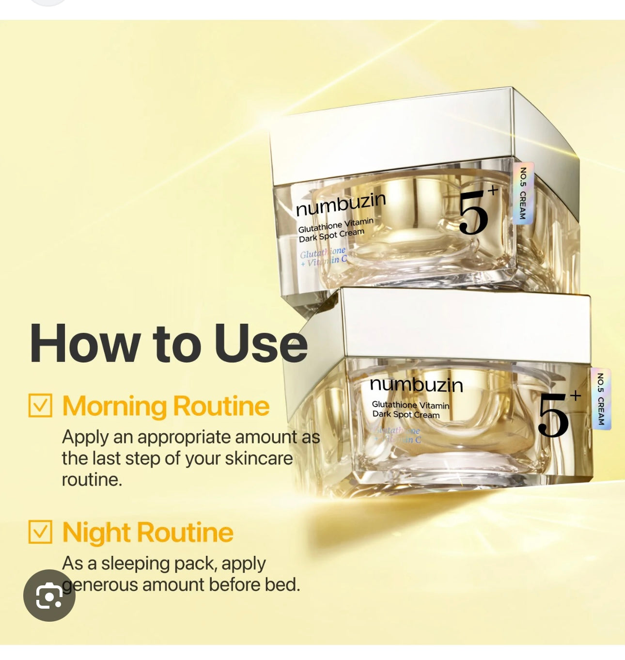 Numbuzin NO.5 VITAMIN GLUTATHIONE DARK SPOT LASER CREAM (50ML)