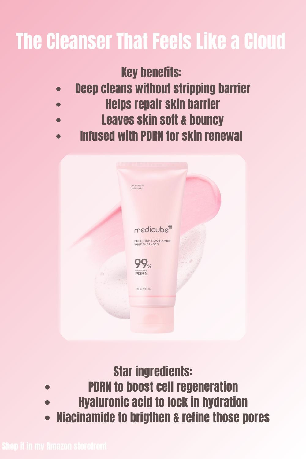 MEDICUBE PDRN PINK NIACINAMIDE WHIP CLEANSER (120G)
