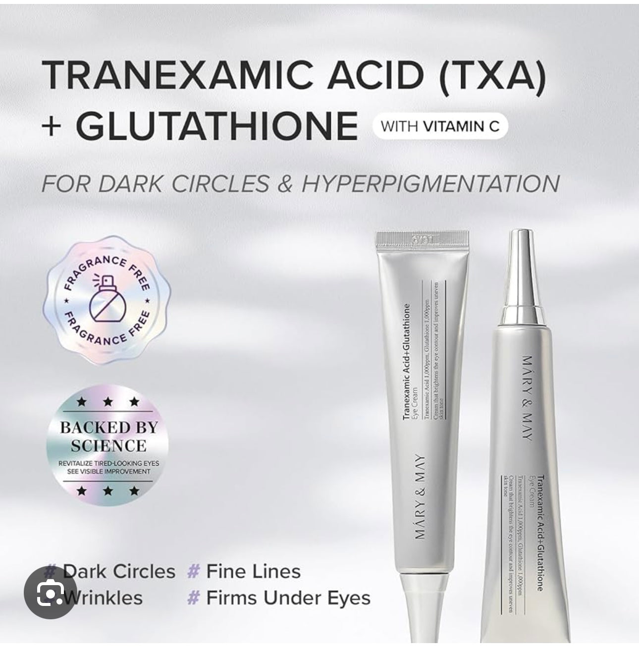 Mary&May - Tranexamic Acid + Glutathione Eye Cream mini size 12g