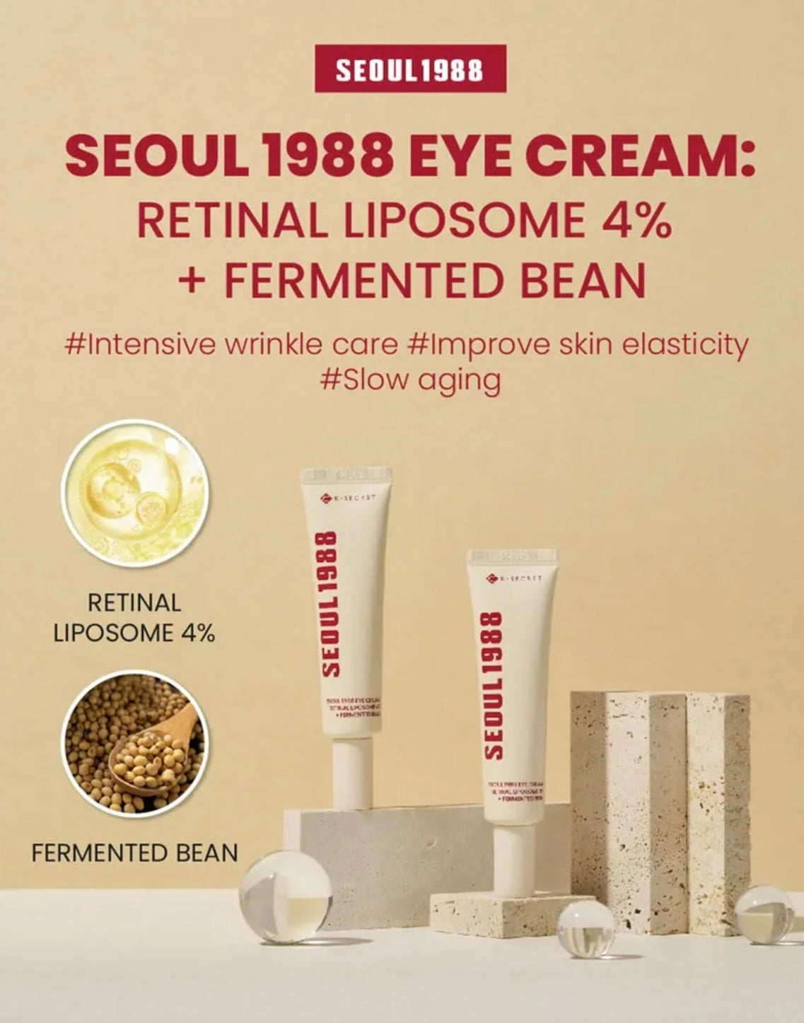 KSECRET SEOUL 1988 Eye Cream : Retinal Liposome 4% + Fermented Bean, 30ml