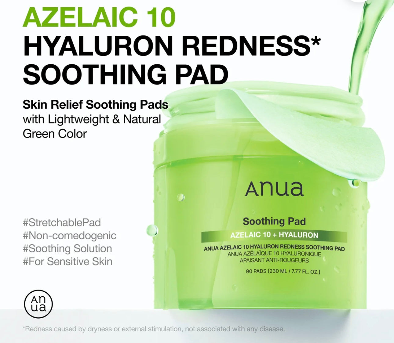 Anua Azelaic 10 Hyaluron Redness Soothing Pad 230ml
