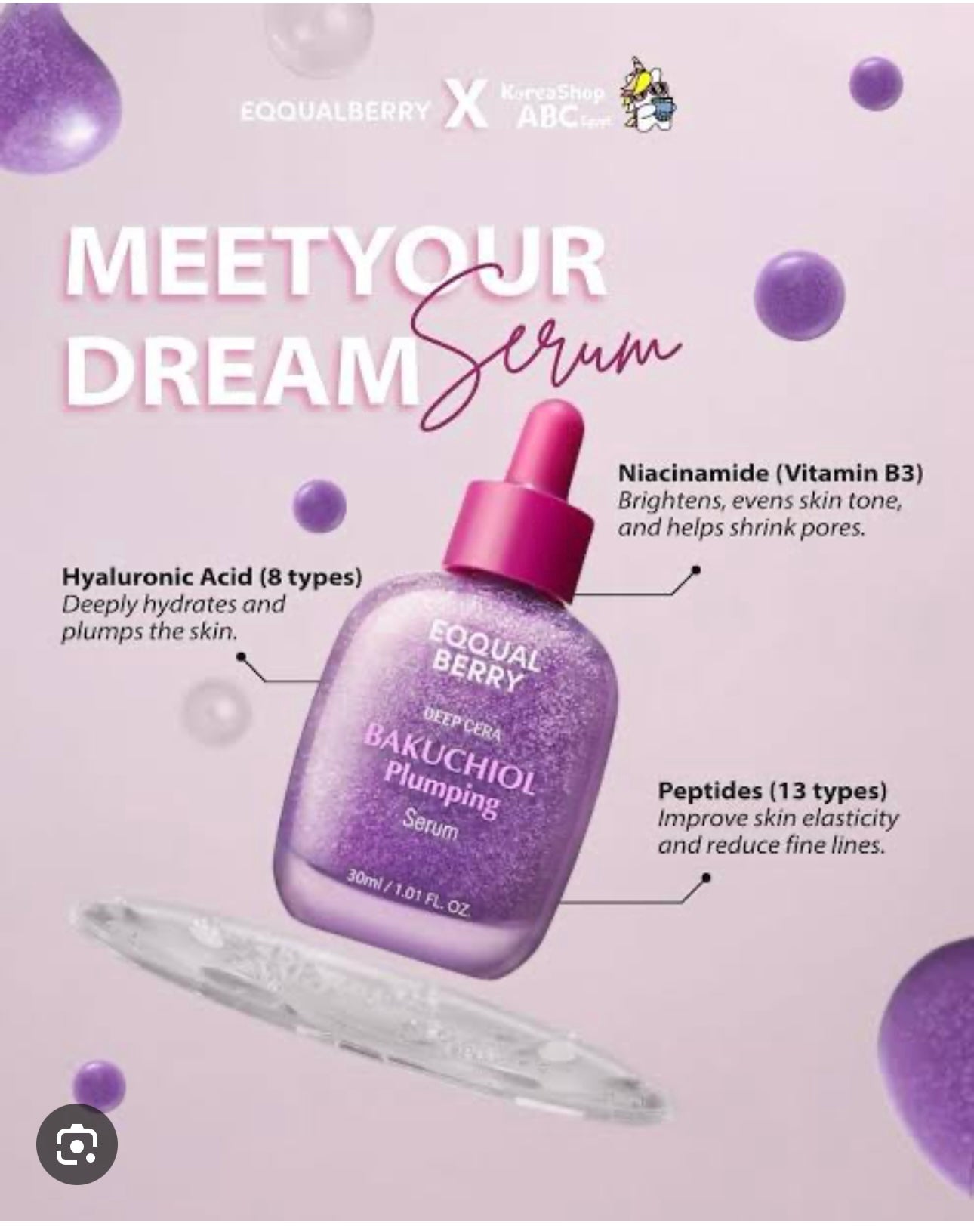 EQQUALBERRY - Bakuchiol Plumping Serum 30ML