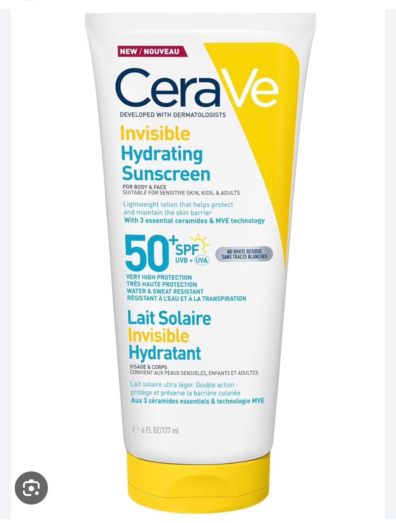 Cerave invisible hydrating sunscreen 177 ml