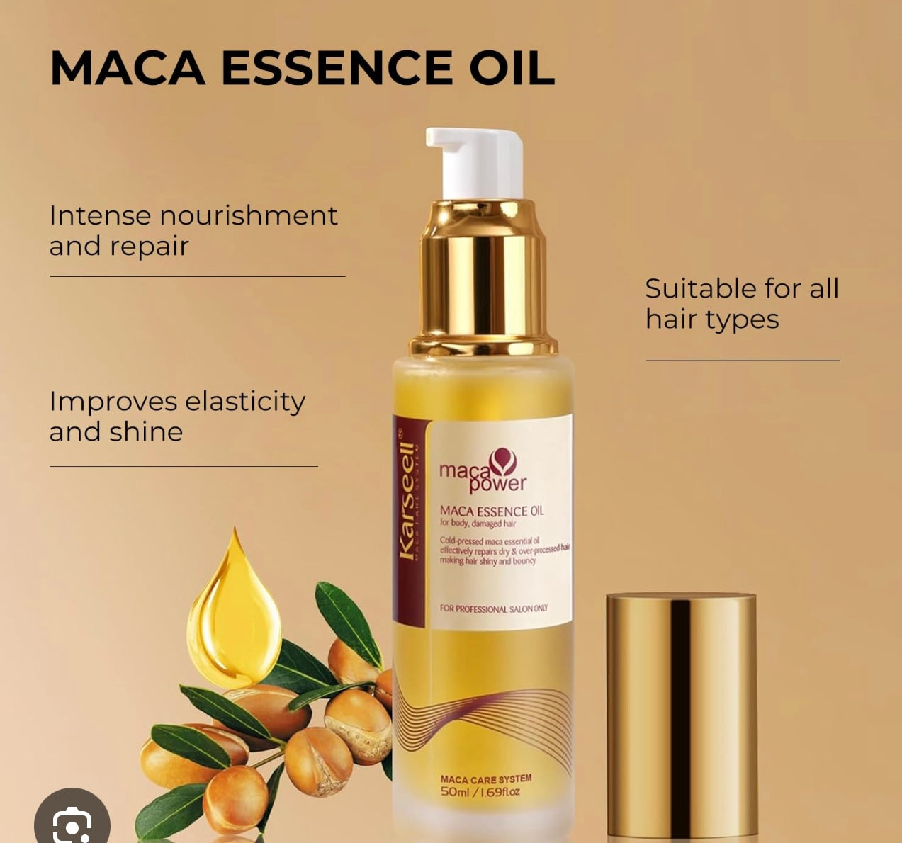 Karseell Maca Power Essence Hair Oil For Body And Damaged Hair 50 Ml