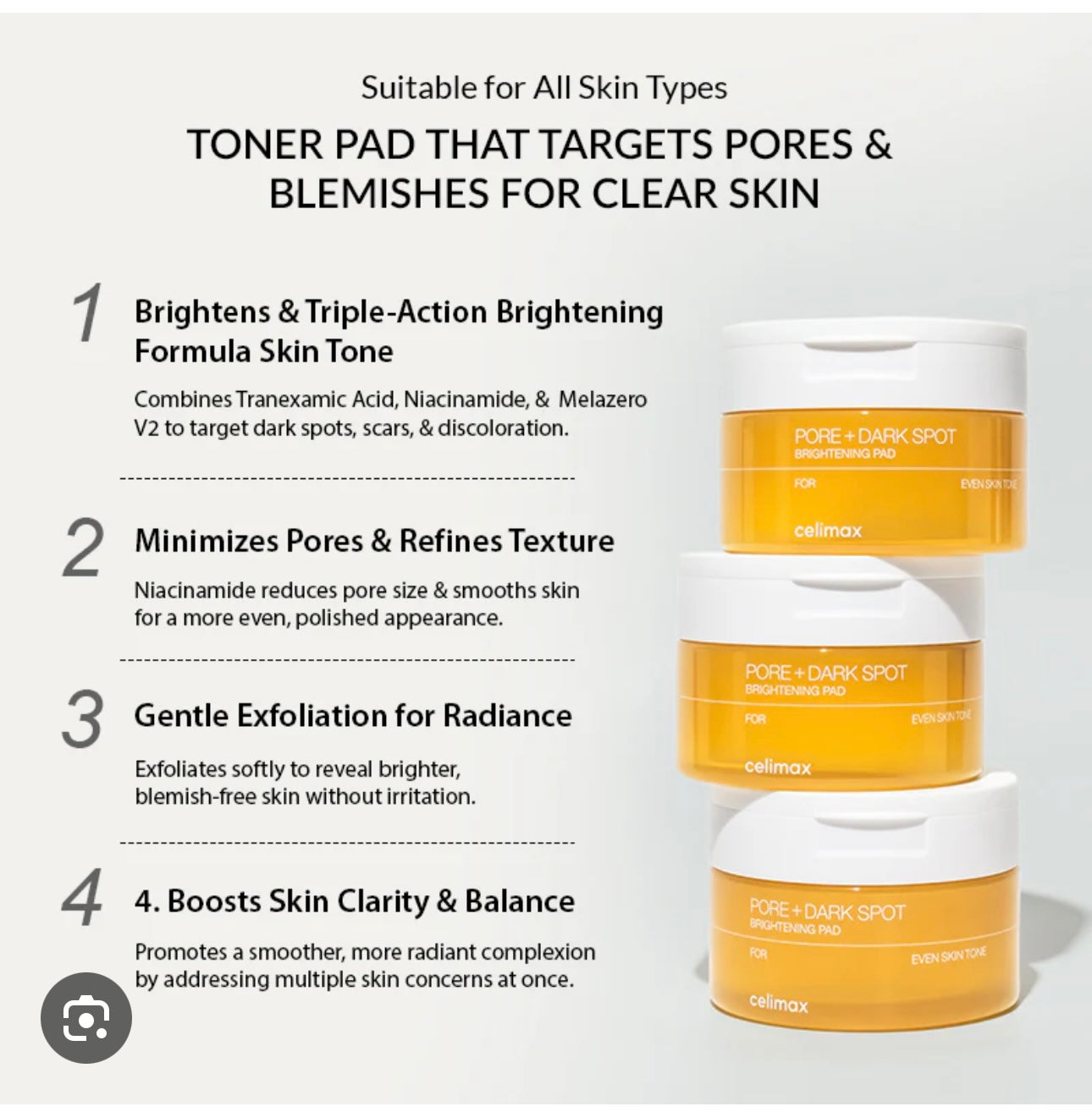 Celimax Pore+Dark Spot Brightening Pads (40pads)