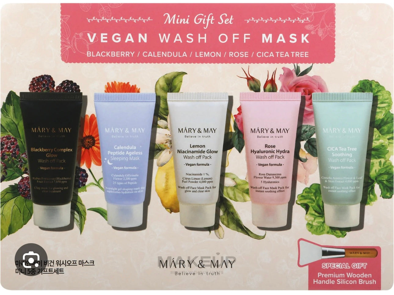 [MARY & MAY] Vegan Wash Off Mask Mini Gift Set (30g x 5)
