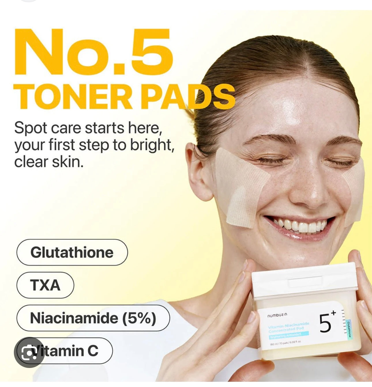Numbuzin - No.5+ Glutathione Vitamin-Niacinamide Concentrated Pad 180ML 70PADS