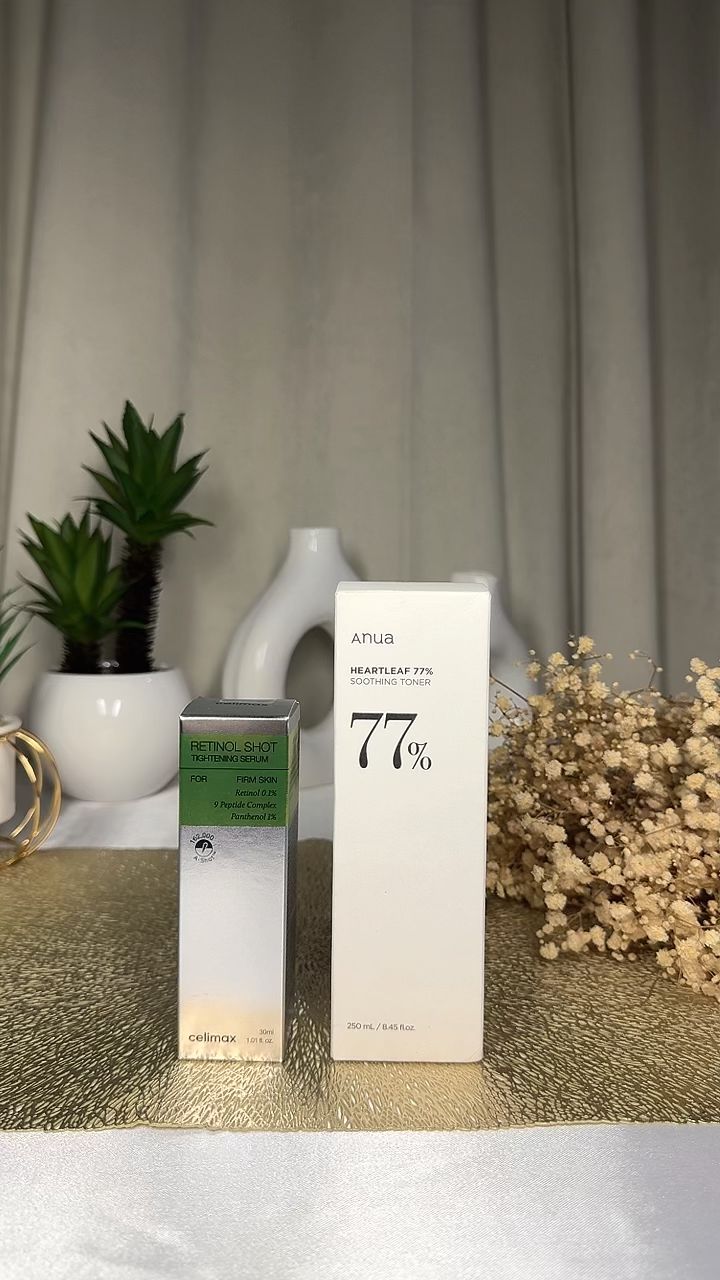 Celimax retinol serum + Anua heartleaf toner
