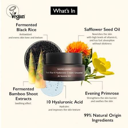 Haruharu Wonder Black Rice Hyaluronic Acid Cream 10 Unscented