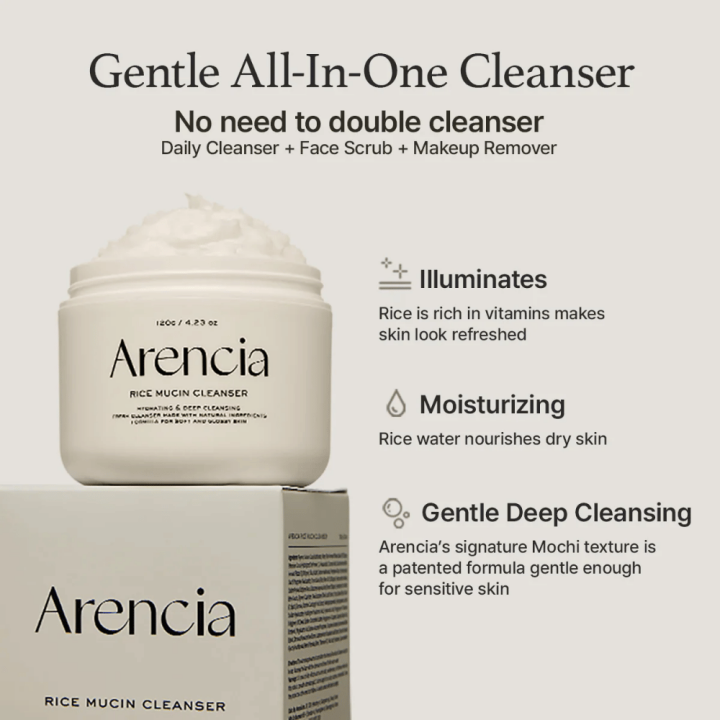 ARENCIA Rice Mucin Face Cleanser 120g