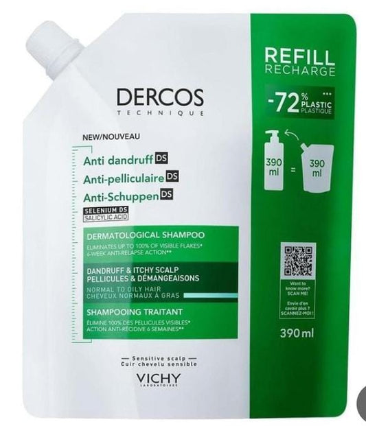 Vichy Dercos Anti-Dandruff DS Shampoo Oily Scalp Refill 390ml