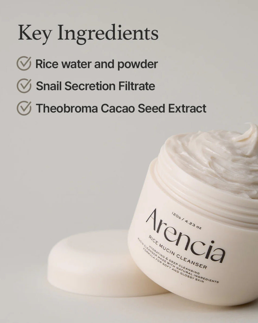 ARENCIA Rice Mucin Face Cleanser 120g